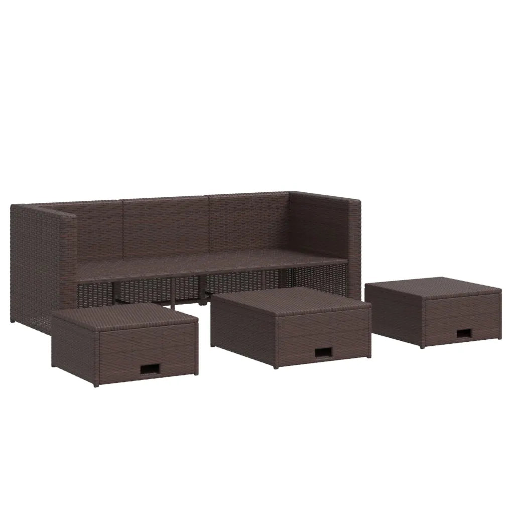 Set Divani da Giardino 4 pz con Cuscini in Polyrattan Marrone 43103