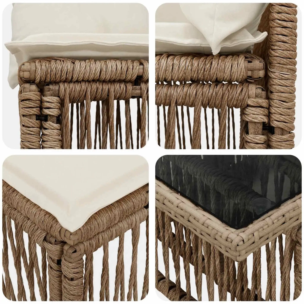 Set Divano da Giardino 9 pz Beige polyrattan 3436479