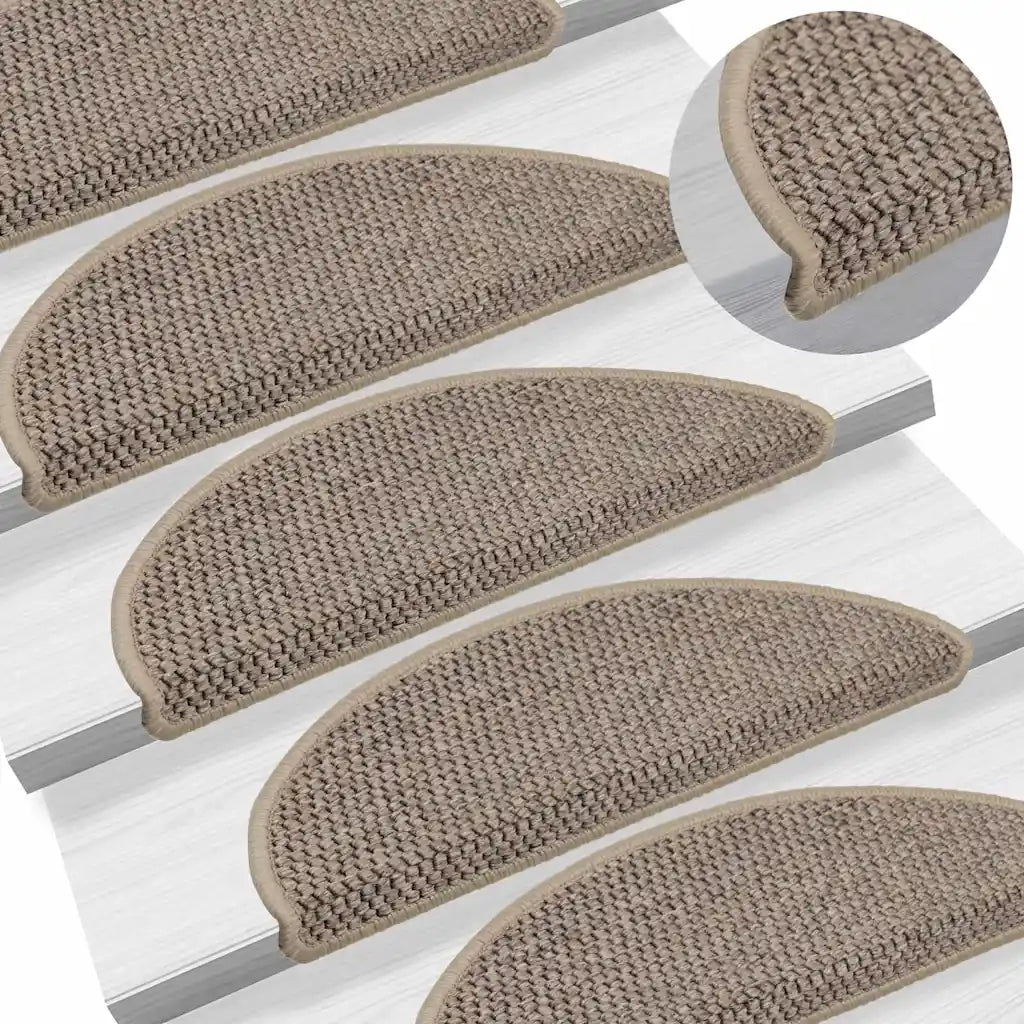 Tappeti Adesivi Scale Aspetto Sisal 15 pz 56x20 cm Beige Scuro cod mxl 77365