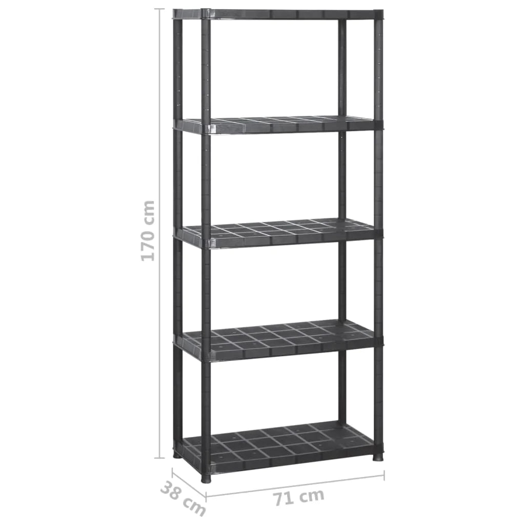 Scaffale portaoggetti a 5 ripiani 170 cm in plastica nera 02_0000649