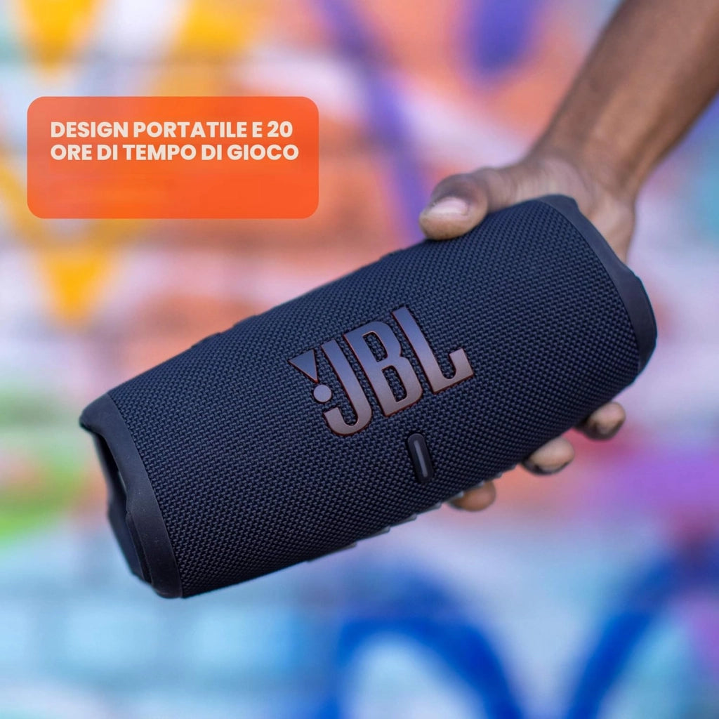CHARGE 5 - Altoparlante Bluetooth portatile impermeabile (IP67) con Powerbank USB Charge out, 20 ore di riproduzione, Partyboost (blu)