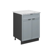 Vicco Mobiletto base per cucina Blu-grigio chiaro 60 cm con cassetto, PL Marmo