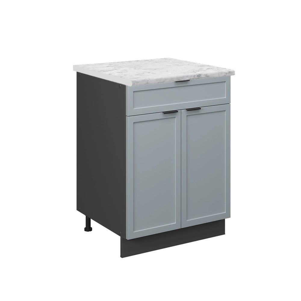 Vicco Mobiletto base per cucina Blu-grigio chiaro 60 cm con cassetto, PL Marmo