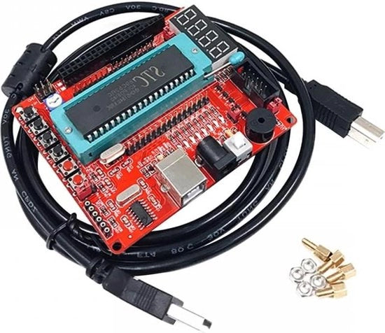 Pannello di sviluppo per microcontrollori STC89C52 - Pannello di controllo MCU 8051 programmabile - USB programmabile - Con cavo USB.
