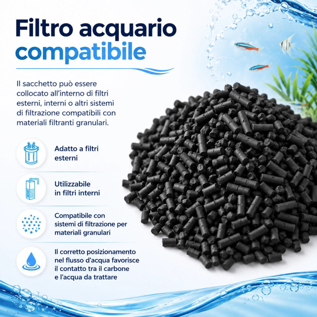 Carbone Attivo per Acquario Acqua Dolce e Salata Filtro 150g/300g/500g 300 g