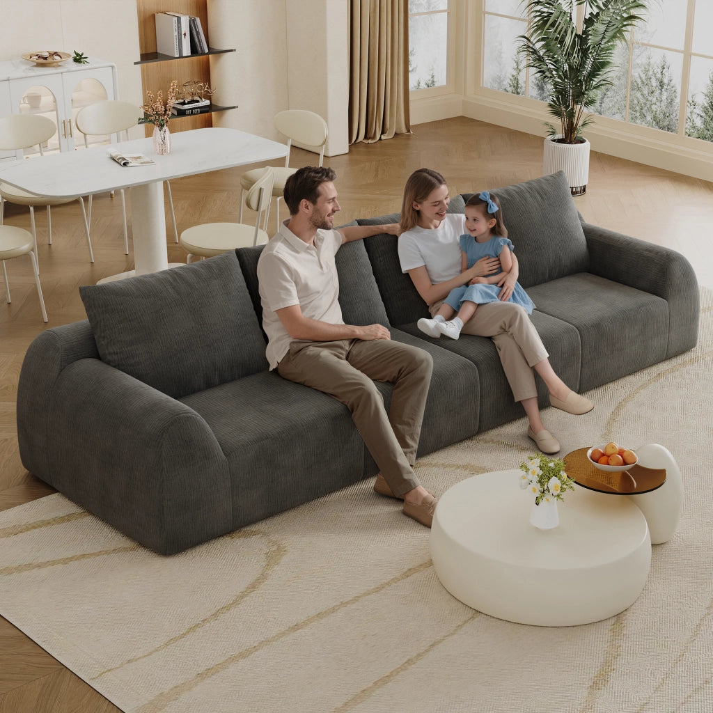 Divano ¨C Minimal ¨C Grigio scuro, velluto, 324cm
