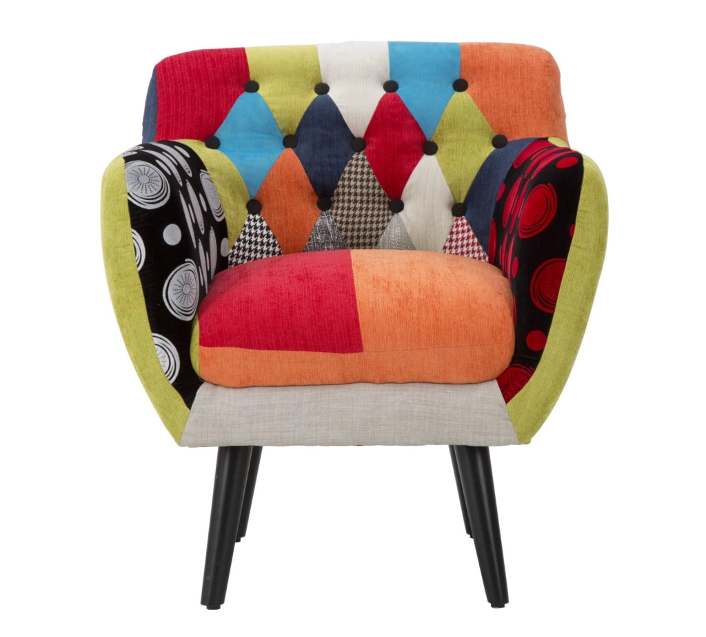 Poltrona elegante, tessuto colorato, gambe legno nero 71x63x78cm Imperial New