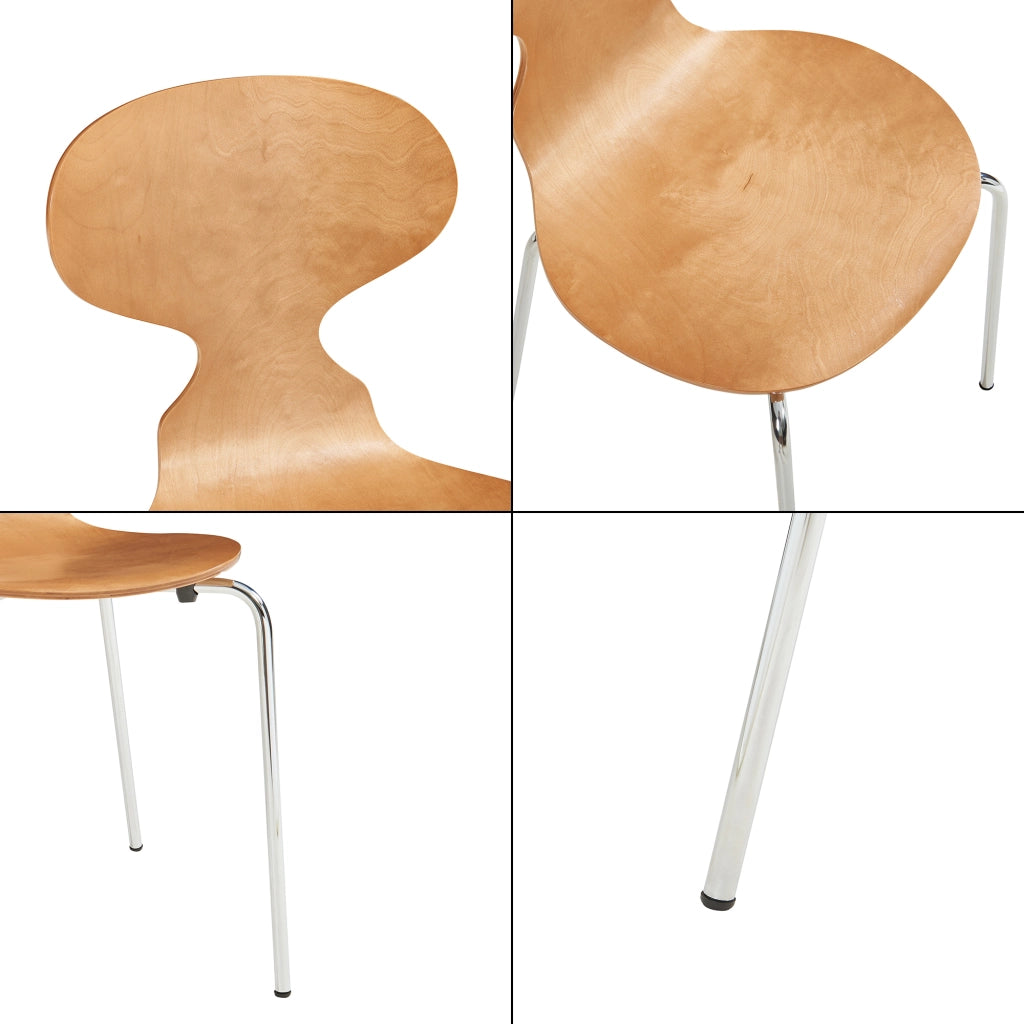 Set Kil di 4 Sedie Impilabili da Sala Pranzo - Effetto Noce / Cromato [en.casa]