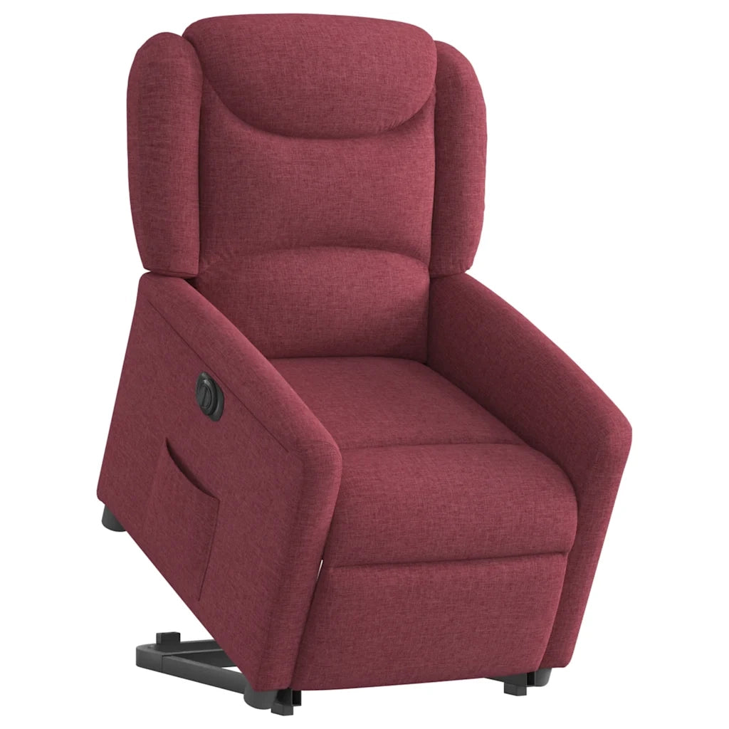 Poltrona Alzapersona Reclinabile Elettrica Rosso Vino Tessuto 3303217