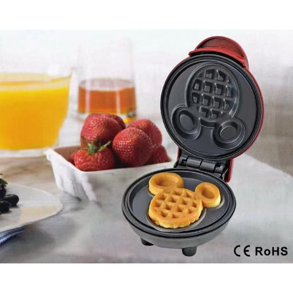 Trade Shop - Mini Piastra Macchina Per Waffle A Forma Di Topolino Antiaderente Bambini Facile Da Usare -