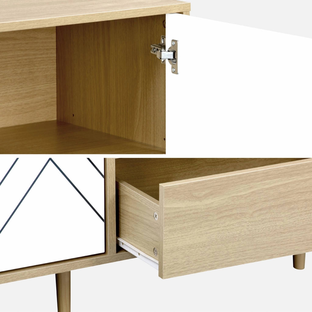Credenza a 2 ante effetto legno, 160cm, bianco