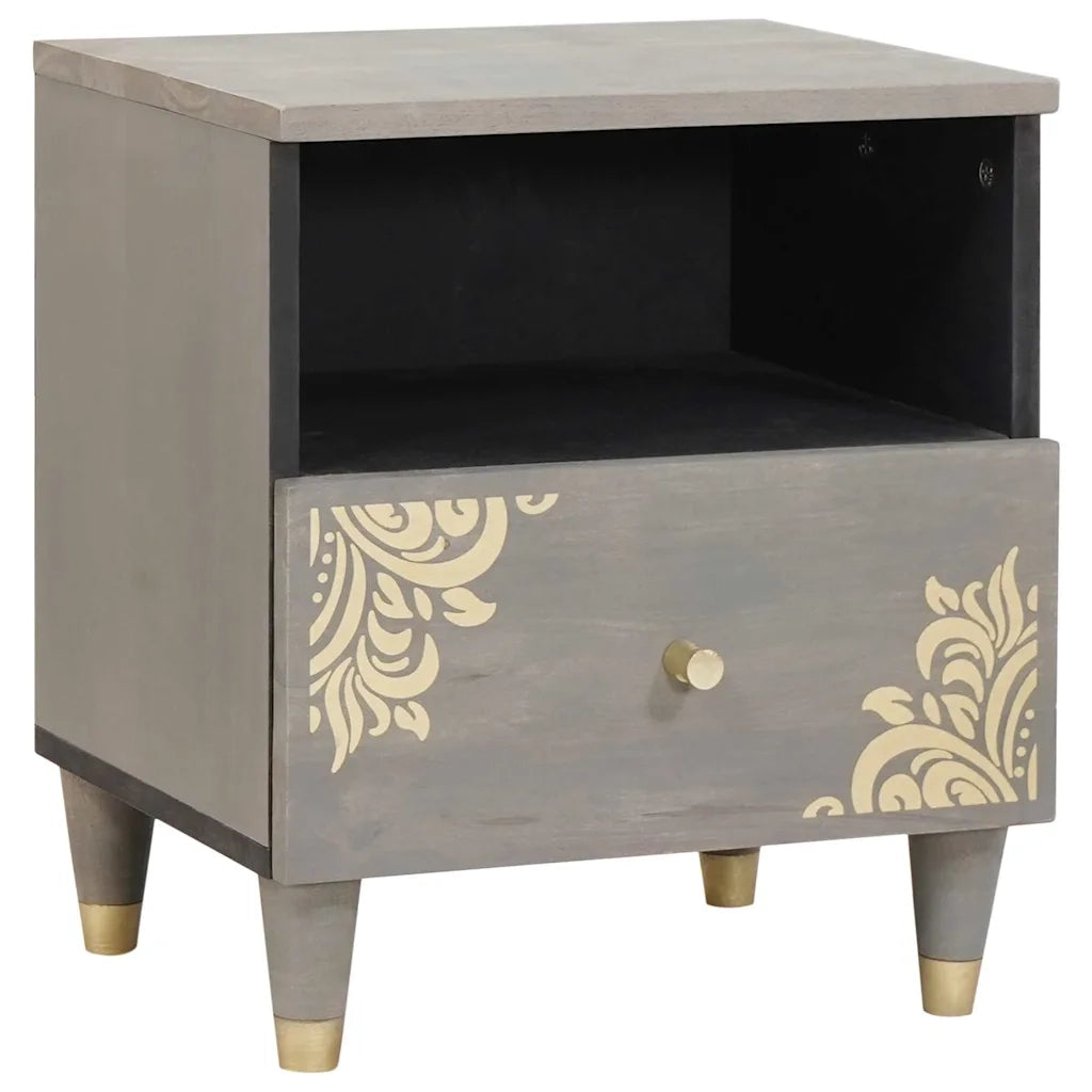 vidaXL Armadio da Notte Grigio 40 x 33 x 46 cm legno massello di mango