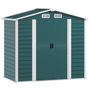 Casetta Box da Giardino 210x120x190 cm con Porte Scorrevoli e Lucchetto con Chiavi in Metallo Verde