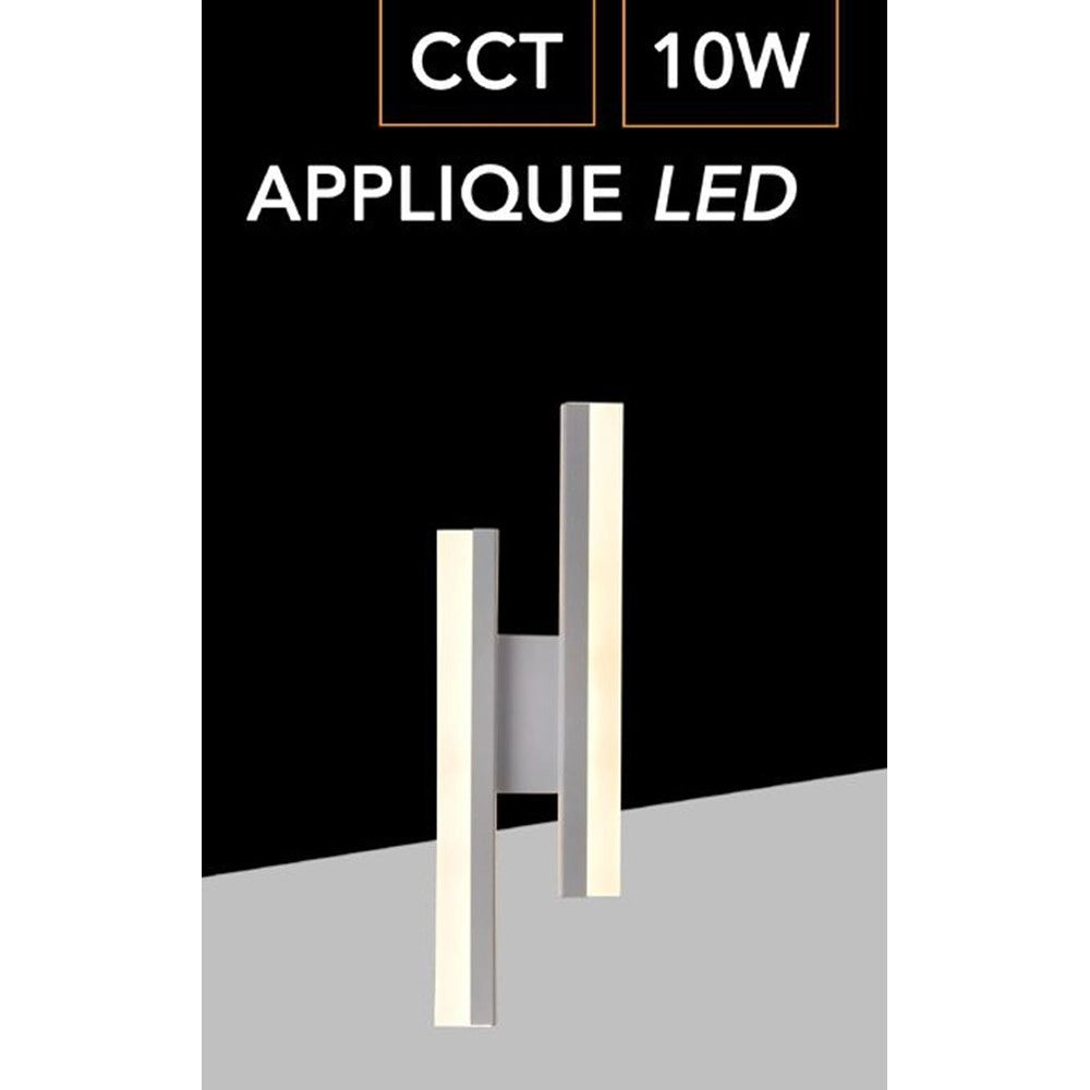 Trade Shop - Applique Led Bianco Lampada Parete Moderno 10w Cct 3 Tonalità Luce 3000-4000-6500k E87-b3c -