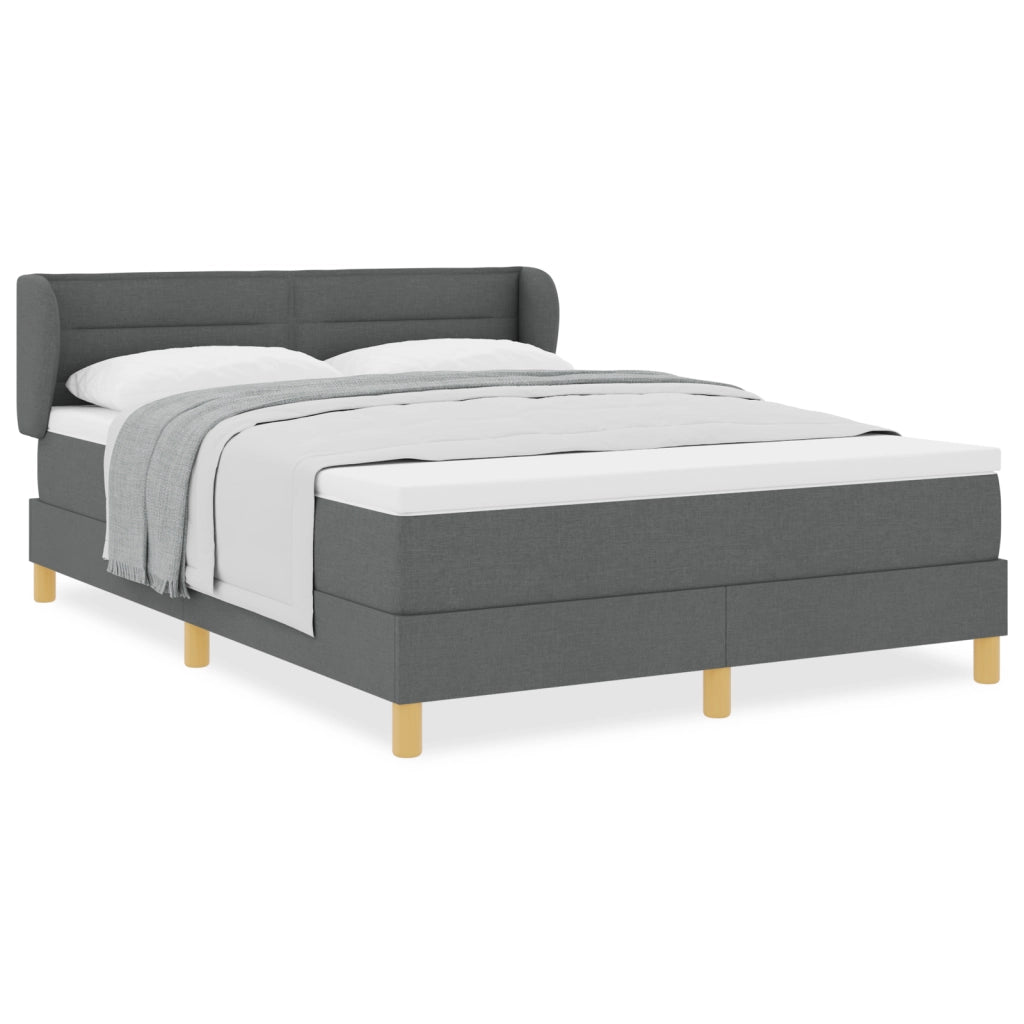 Letto con Box Spring e Materasso  Grigio Scuro 140x200 cm Tessuto