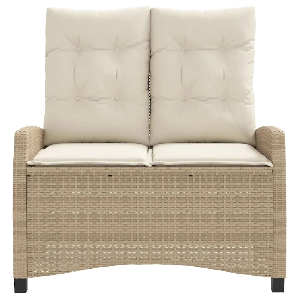 Panca Reclinabile da Giardino con Cuscini-Sgabello-Sedia da esterno Beige in Polyrattan 934358