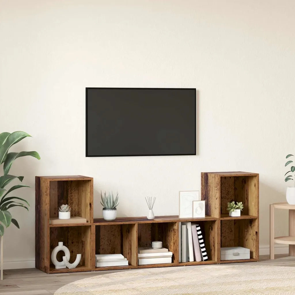 vidaXL Mobile TV 3 pcs Marrone 107 x 35 x 37 cm Legno multistrato