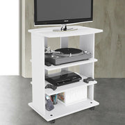 Mobile Multiuso in Legno Nobilitato 3 Ripiani e 4 Ruote Bianco 60x45 H80cm