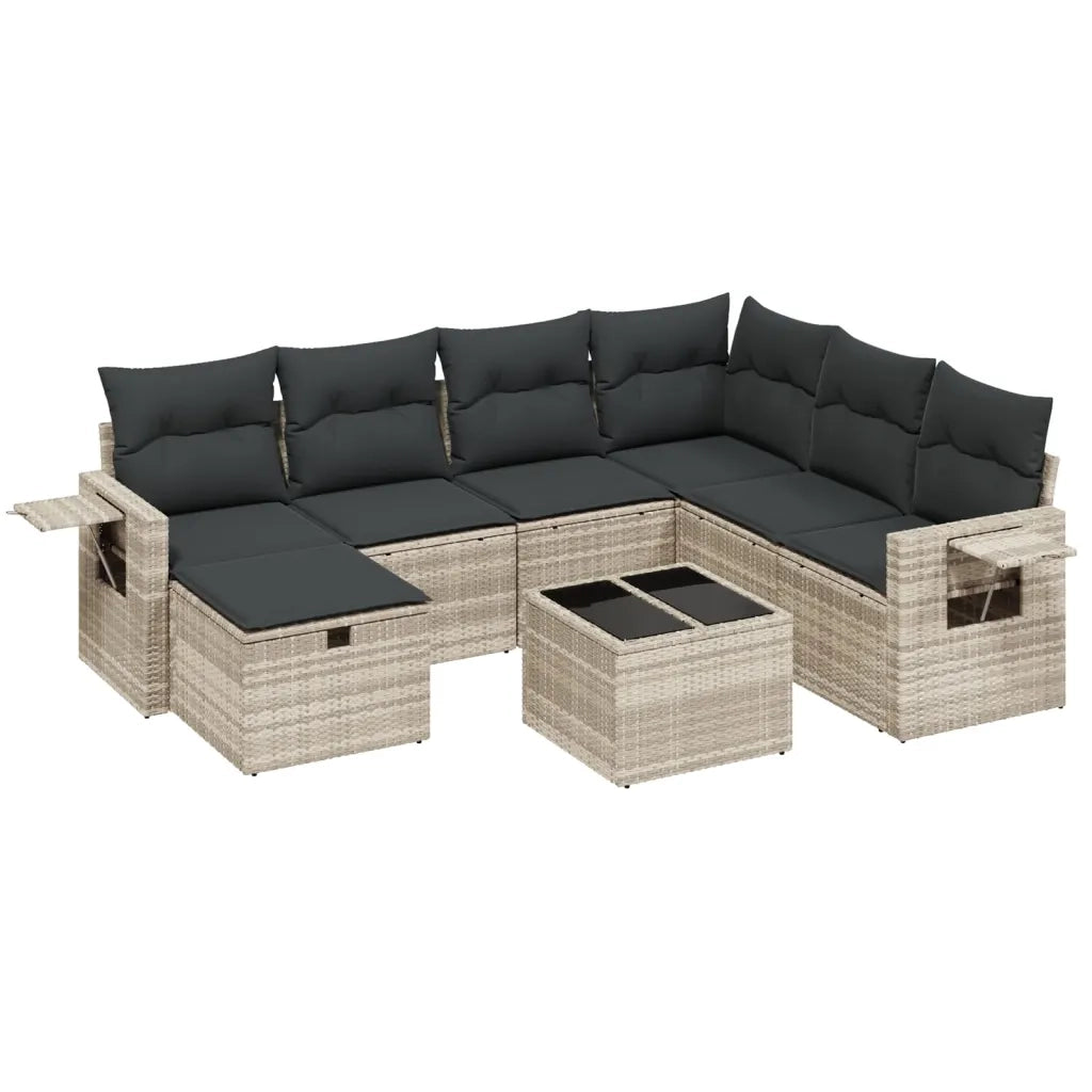 Set Divano da Giardino 8pz con Cuscini Grigio Chiaro Polyrattan 3263848