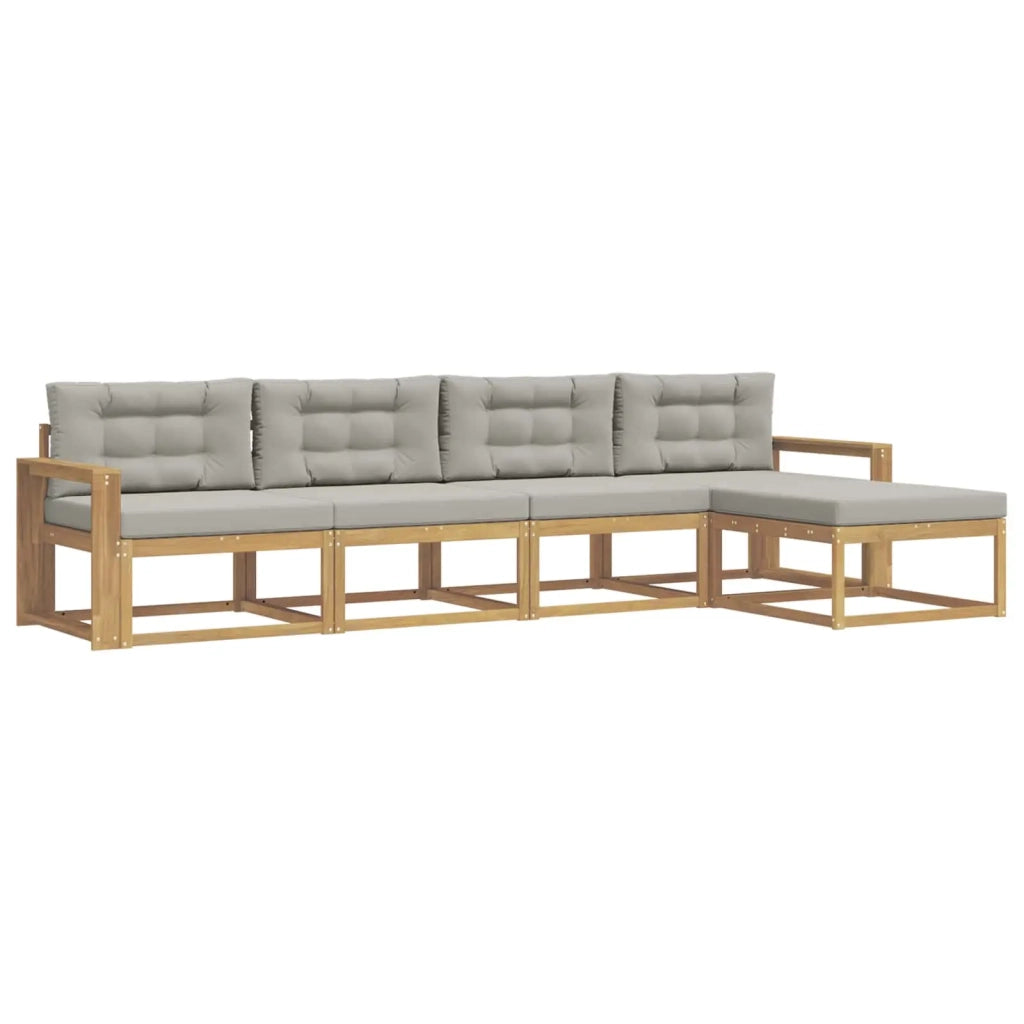 Set di divani da esterno 4 pcs Bianco e Grigio Chiaro