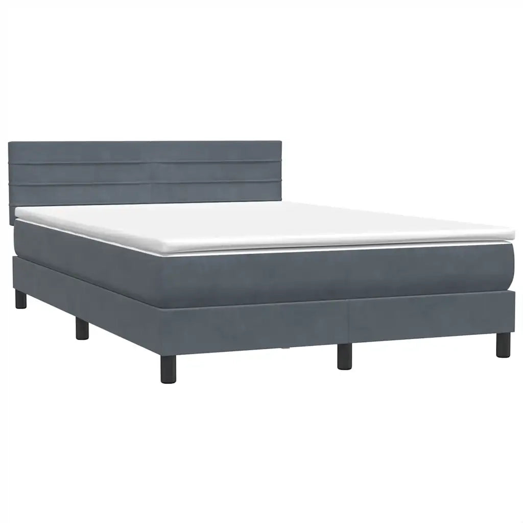 Letto a Molle con Materasso e LED Grigio Scuro 160x210 cm Velluto 3316984