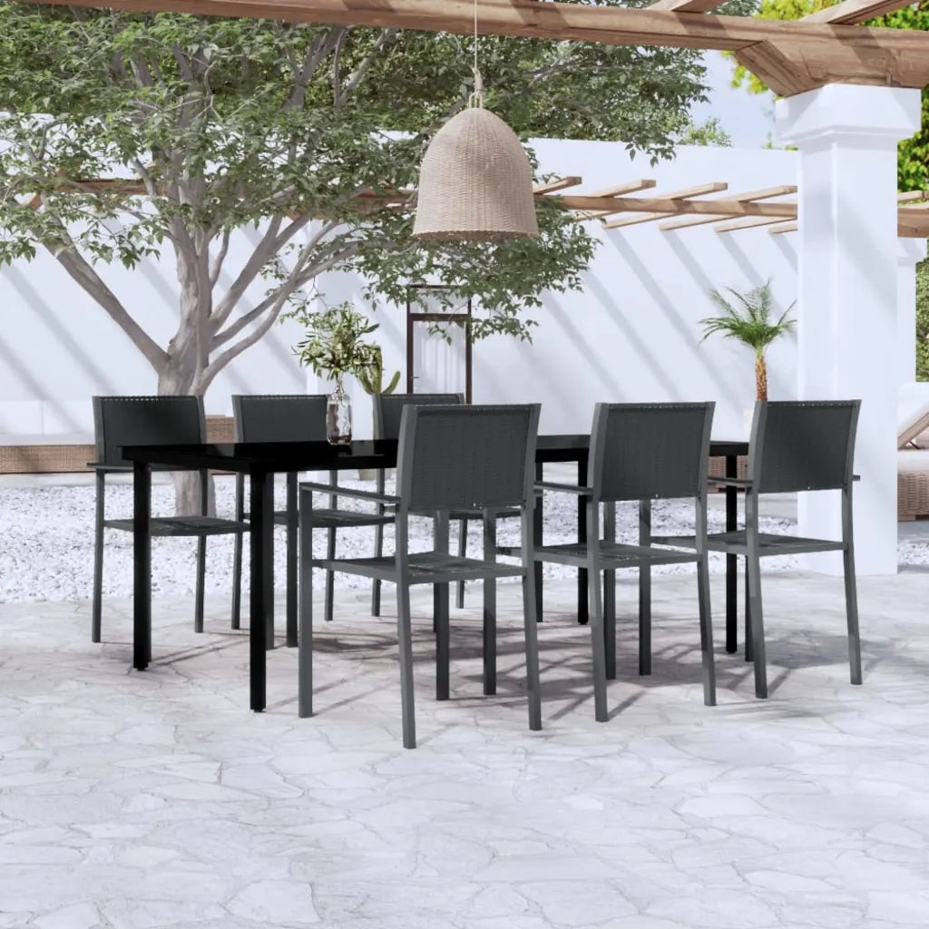 Set Mobili da Pranzo da Giardino 7 pz Nero cod mxl 35279