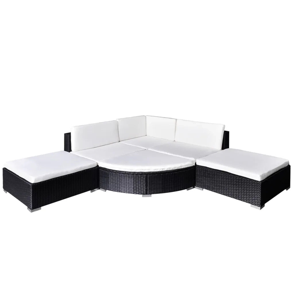 Set Divani da Giardino 6 pz con Cuscini in Polyrattan Nero 41273