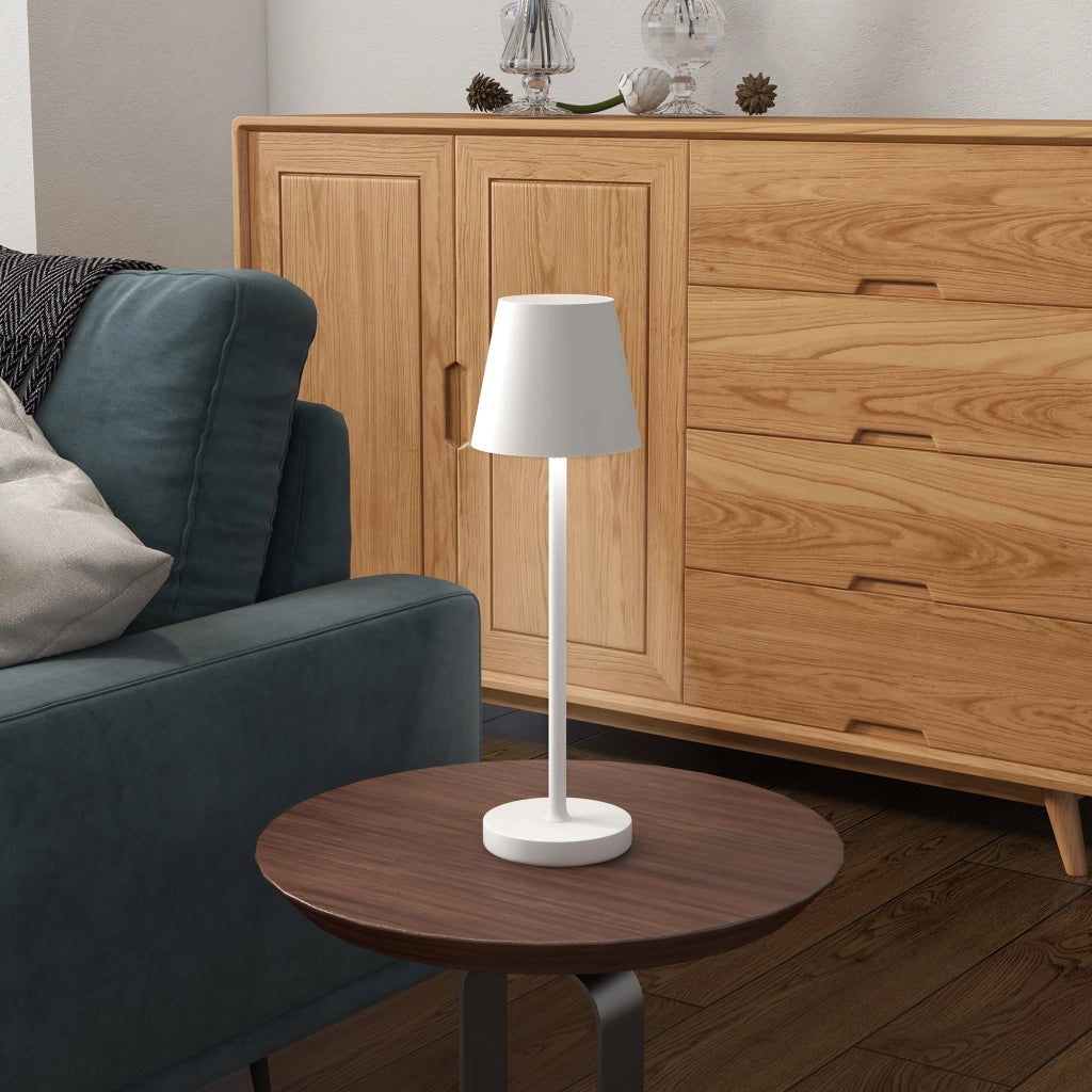 EasyComfort Lampada da Tavolo Portatile in Acrilico e Metallo da 3600mAh con Cavo di Ricarica, Ø11.2x36.5 cm, Bianco