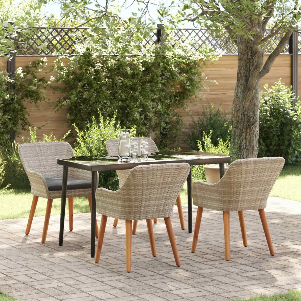 Set da Pranzo per Giardino 5 pcs Grigio chiaro polyrattan