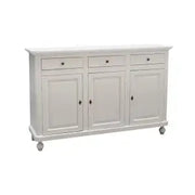Credenza base napoletana in legno Shabby chic 3 ante bianca pomelli argento