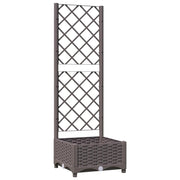 Fioriera | Cassetta per fiori | Vaso da Giardino con Graticcio Marrone 40x40x121,5 cm in PP