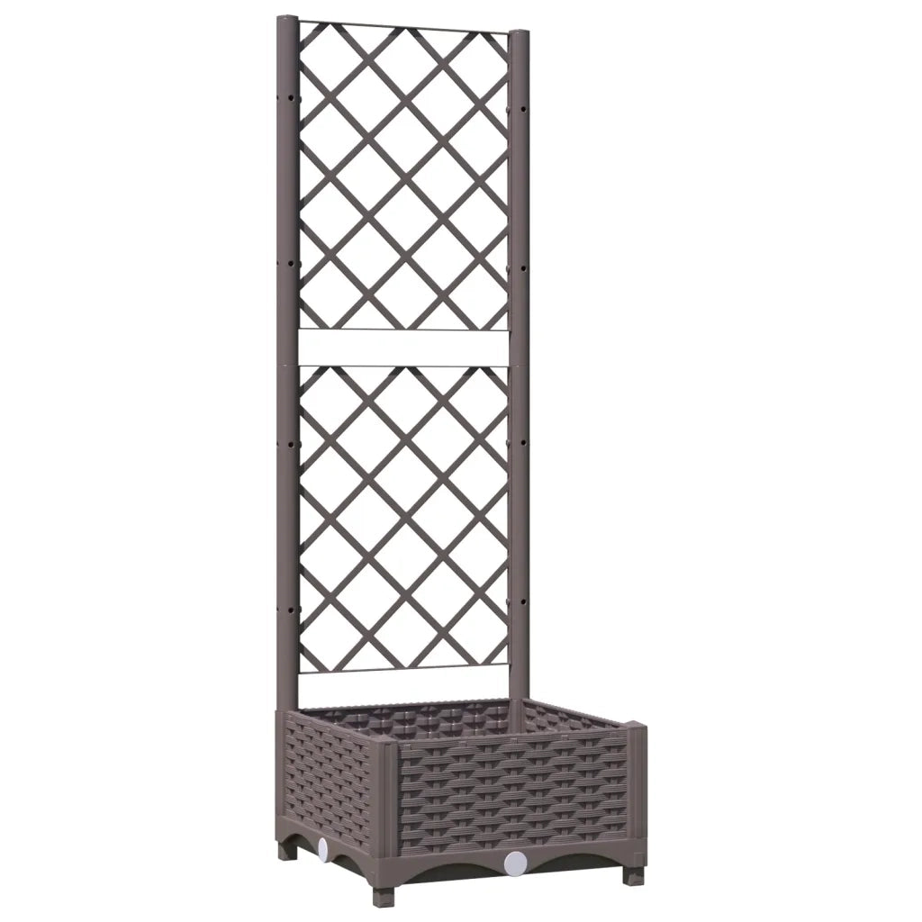 Fioriera | Cassetta per fiori | Vaso da Giardino con Graticcio Marrone 40x40x121,5 cm in PP