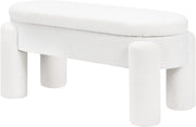Panca Contenitore, Panca Imbottita in Tessuto Teddy, 114x47x53 cm, Poggiapiedi Divano, per Camera da Letto, Soggiorno, Ingresso, Portata 250 kg, Moderno, Bianco