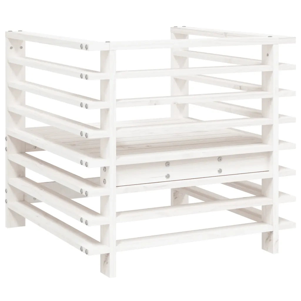 Sedia da patio-Sedie da Giardino 2 pz Bianche in Legno Massello di Pino 145157