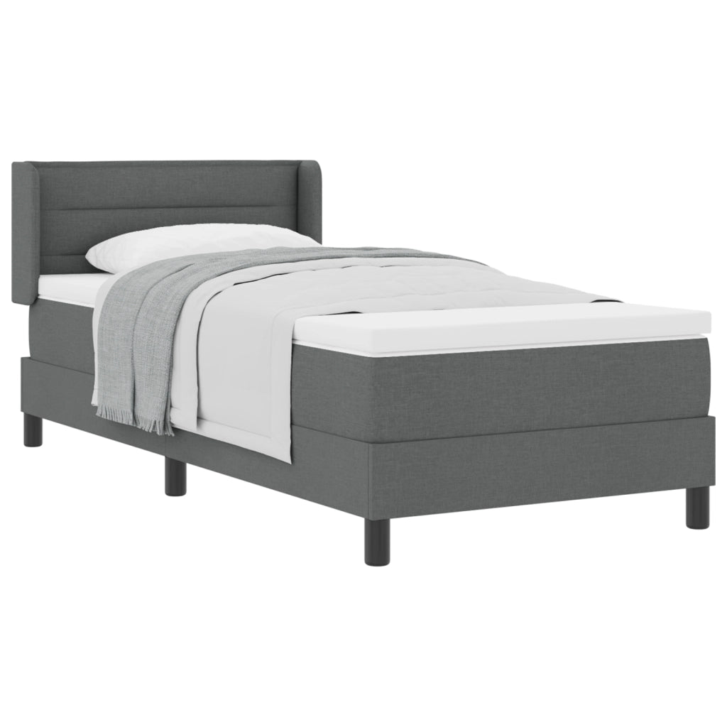 Letto con box spring e materasso grigio scuro 90x200 cm in tessuto