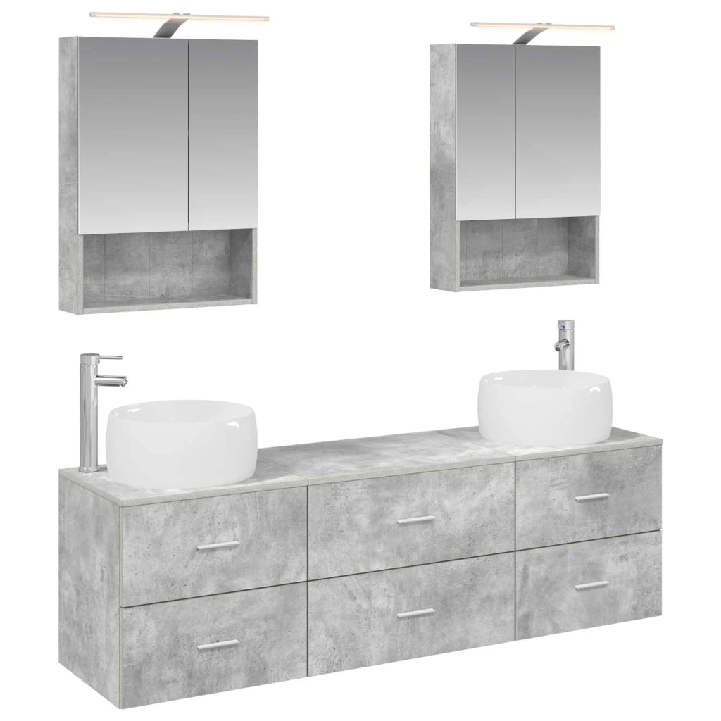 Set di mobili per il bagno 5 pcs Grigio Cemento 3407002
