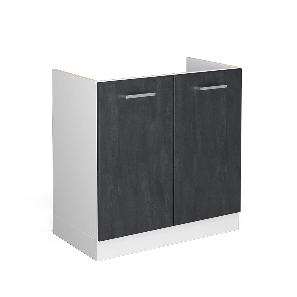 Mobile lavello cucina R-Line Calce nera/Bianco 80 cm senza piano di lavoro Vicco