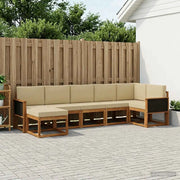 Set di divani da esterno 7 pcs Naturale e Beige Poliestere 3385384