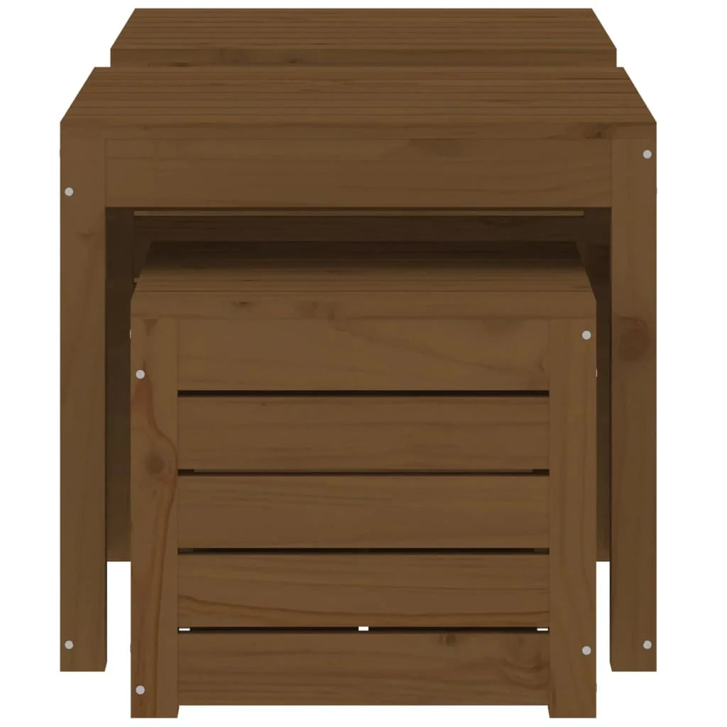 Set di 3 contenitori da giardino in legno massello di pino marrone miele 02_0013177