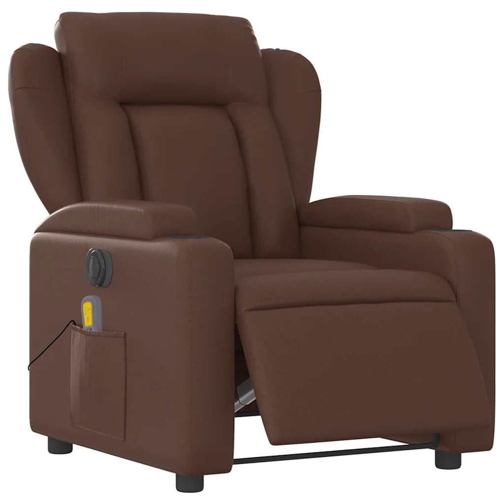 Poltrona Massaggiante | Sedia Relax Elettrica Marrone in Similpelle