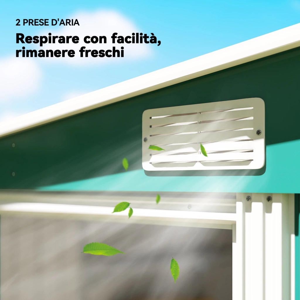Capanno Attrezzi Giardino in Metallo ¨C Zephmum ¨C Verde 150x200x200 cm