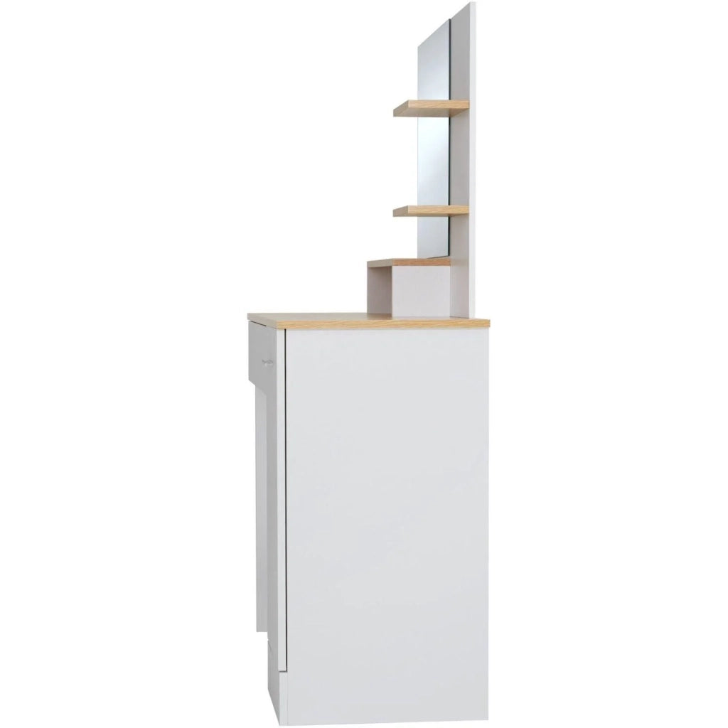 Toeletta con specchio e cassetto elegante tavolo da trucco moderno 137,5 cm bianco 08_0000240