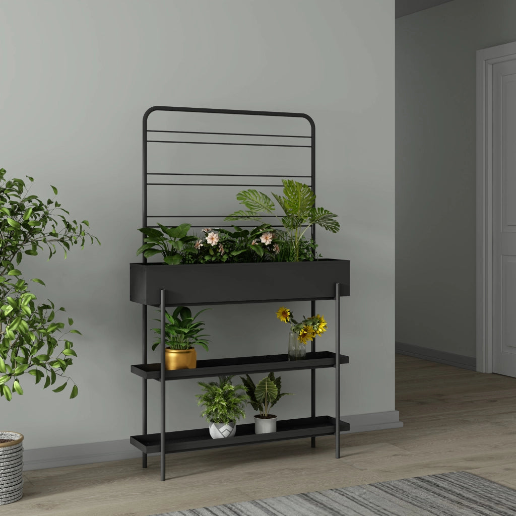Scaffale Portapiante Alto Aalsmeer in Metallo 154 x 96 x 24 cm - Nero casa.pro
