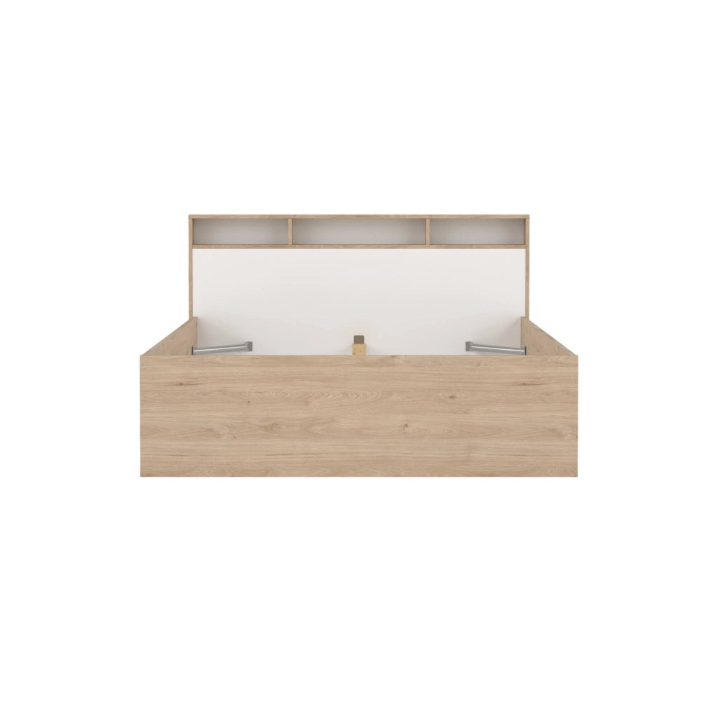 Letto matrimoniale Enteng, Sommier per camera da letto, Giroletto per stanza, Struttura porta materasso, 216x170 h97 cm, Rovere e Bianco