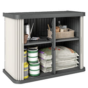 Coffre da Giardino 480 L con Porte a Scorrimento ¨C zephmum ¨C Marron Chiaro 120,5x59,5x92cm
