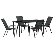 Set da Pranzo per Giardino 5 pz | Set Salotto da Giardino Nero