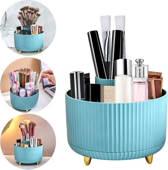Organizzatore di cosmetici per il trucco risparmia spazio organizzatore di cosmetici materiali di alta qualità stoccaggio cosmetici pulizia diretta dell'acqua per comodino camera da letto bagno scatola di polvere - blu