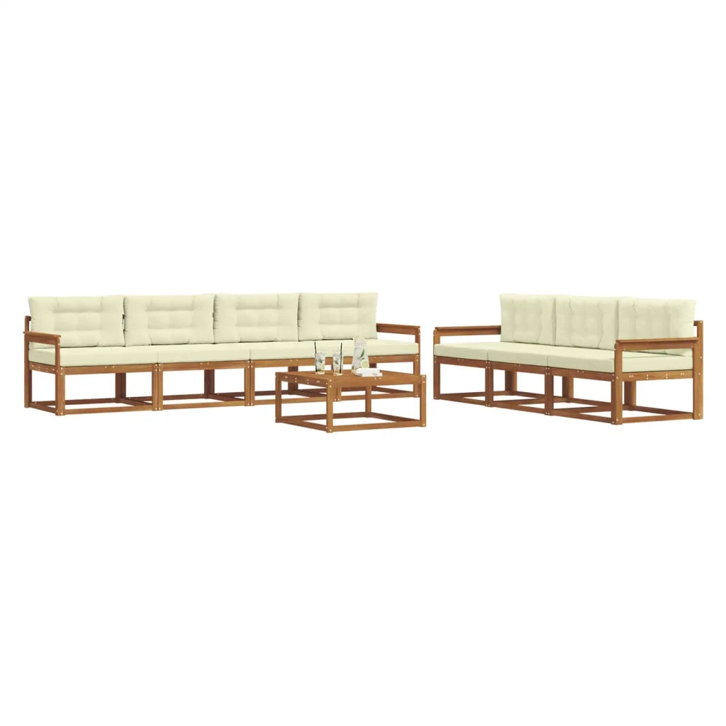 Set di divani da esterno con cuscino 8 pcs Naturale e Crema 3367288