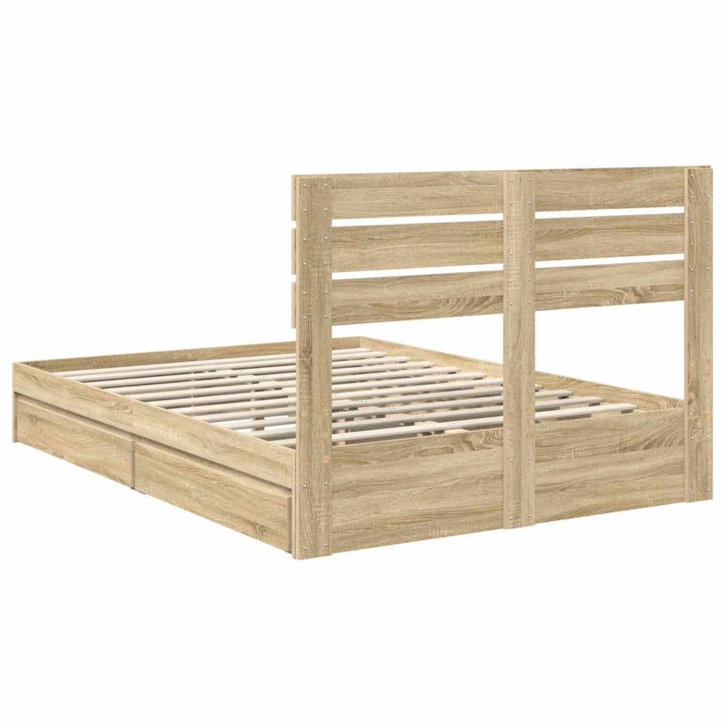 Letto con Contenitore con testiera Rovere Sonoma 160 x 200 cm 3411555