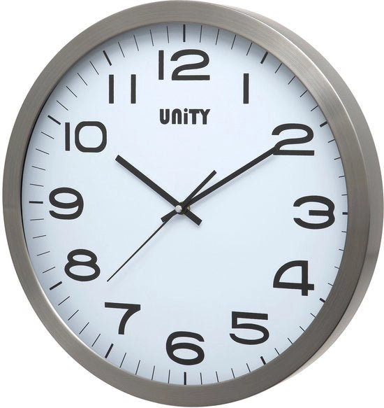 Wandklok grande Unity, Manhattan metallo, lamina d'argento aluminium, 40 cm